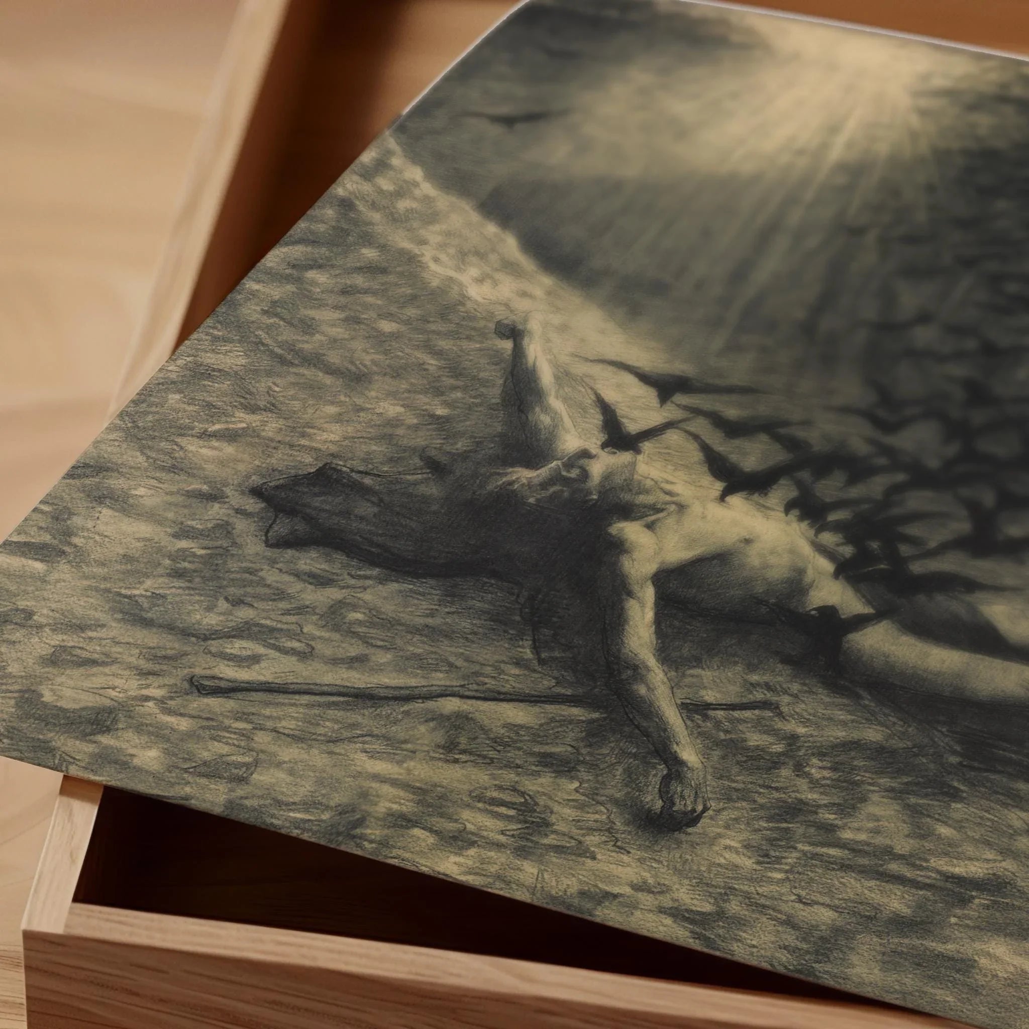 Jean Delville Print: Symbolist Birds of Lake Stymphale, Vintage Sketch Art - 9ArtPrints