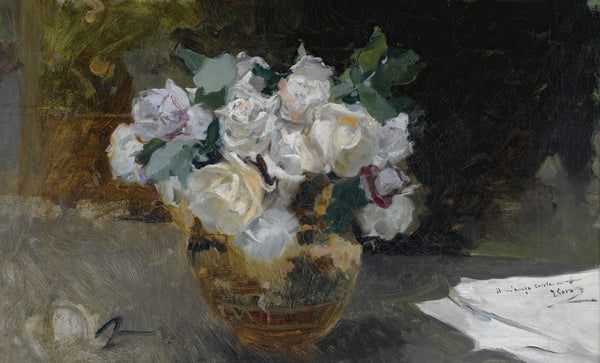 Joaquín Sorolla — Bouquet of White Roses (Bodegón de rosas blancas) | Fine Art Print