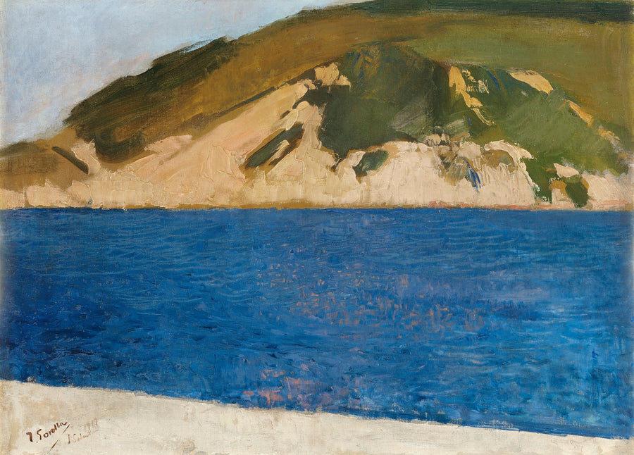 Joaquín Sorolla — Monte Ulía, San Sebastián | Fine Art Print shown to scale on a wall above a sofa