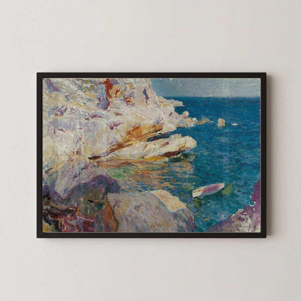 Joaquín Sorolla — Rocks at Jávea and the White Boat | Fine Art Print - 9ArtPrints