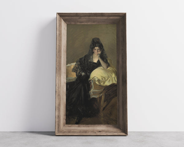 Joaquín Sorolla — Señora de Urcola in a Black Mantilla | Fine Art Print