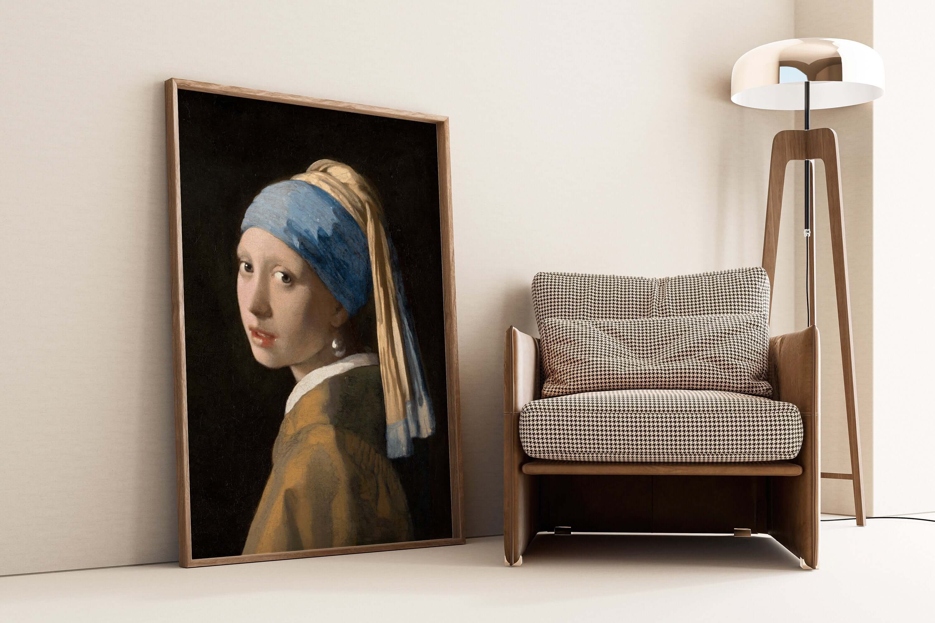 Johannes Vermeer - Girl With A Pearl Earring | Famous Art Pablo Picasso - Dove | Famous Sketch Art in Beige (available framed or unframed) - 9ArtPrints