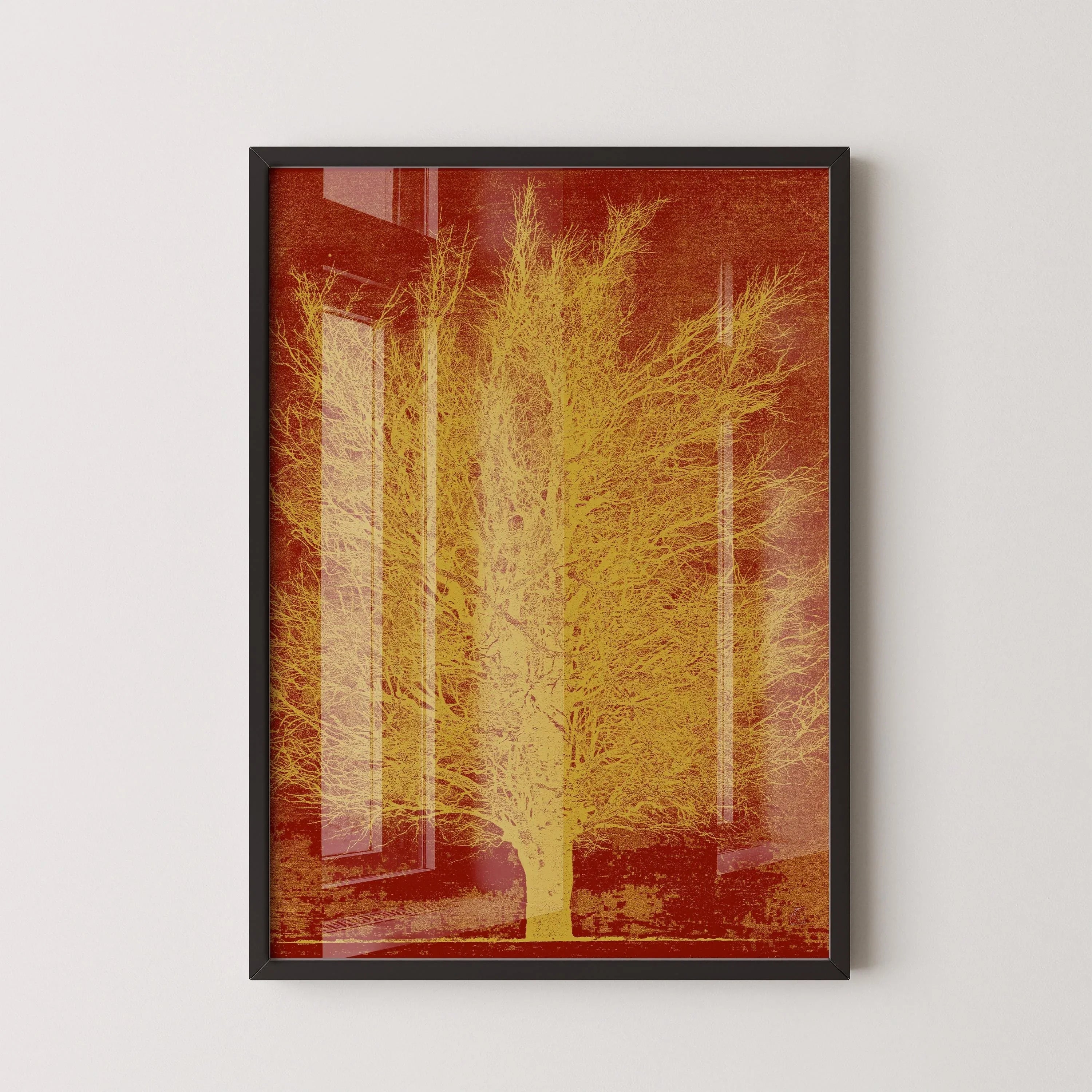 Joichi Hoshi Gold Tree Print: Vintage Japanese Woodblock Art - 9ArtPrints