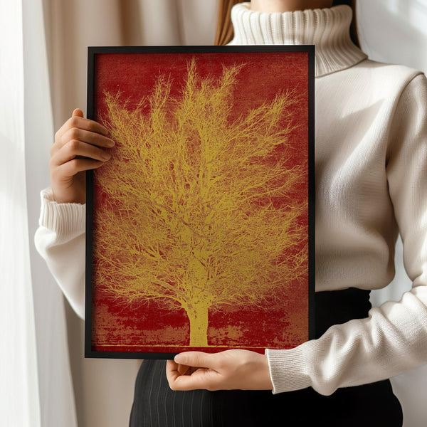 Joichi Hoshi — Gold Tree | Sosaku-hanga Print