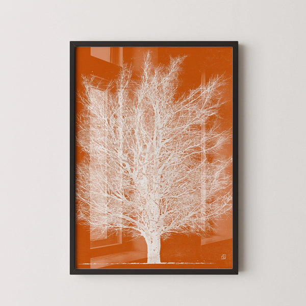 Joichi Hoshi — Orange and White Tree | Sosaku-hanga Print