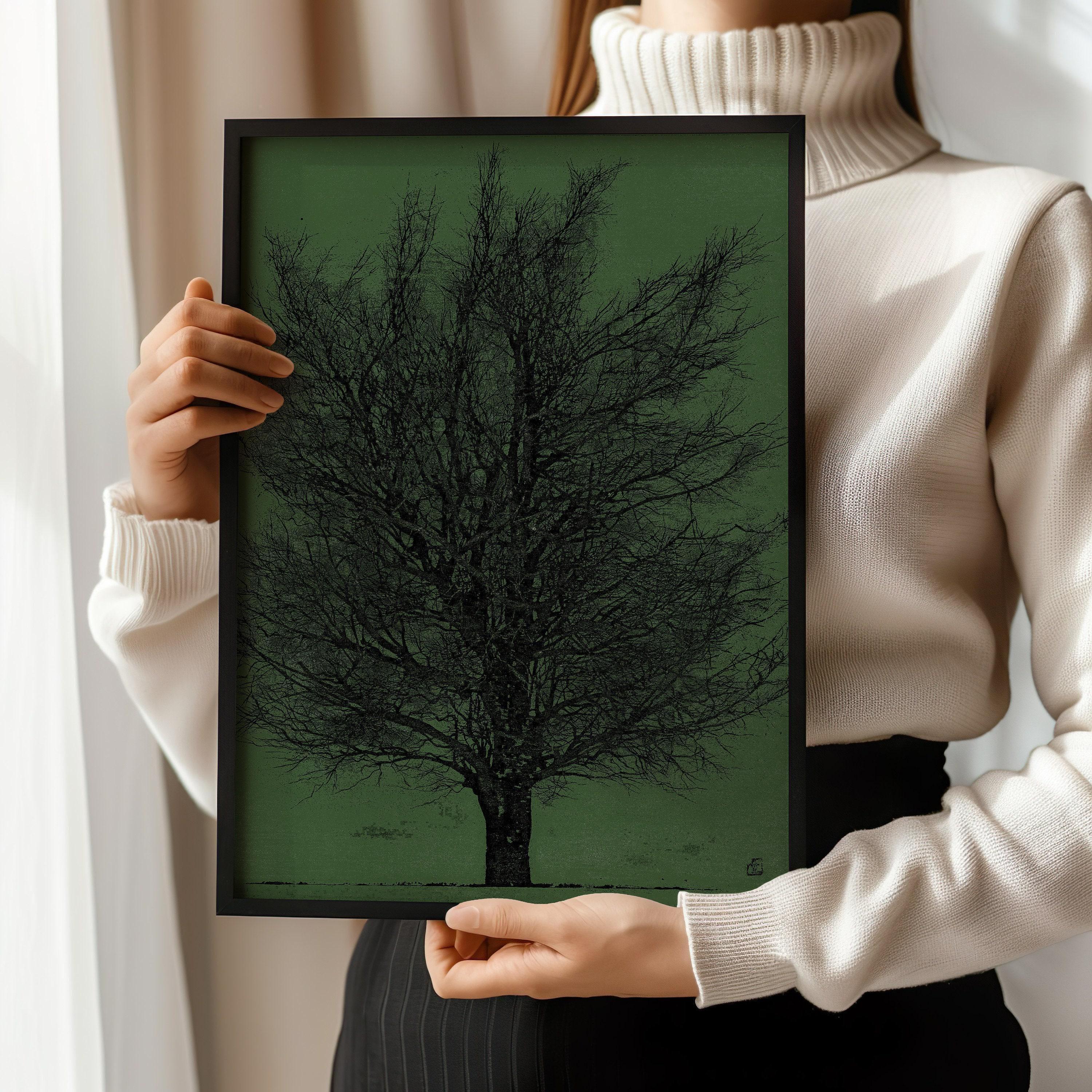 Joichi Hoshi Tree Art Print: Vintage Japanese Woodblock, Green & Black - 9ArtPrints