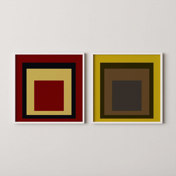 Josef Albers Inspired Art Print Set: Mid-Century Modern Square Homage