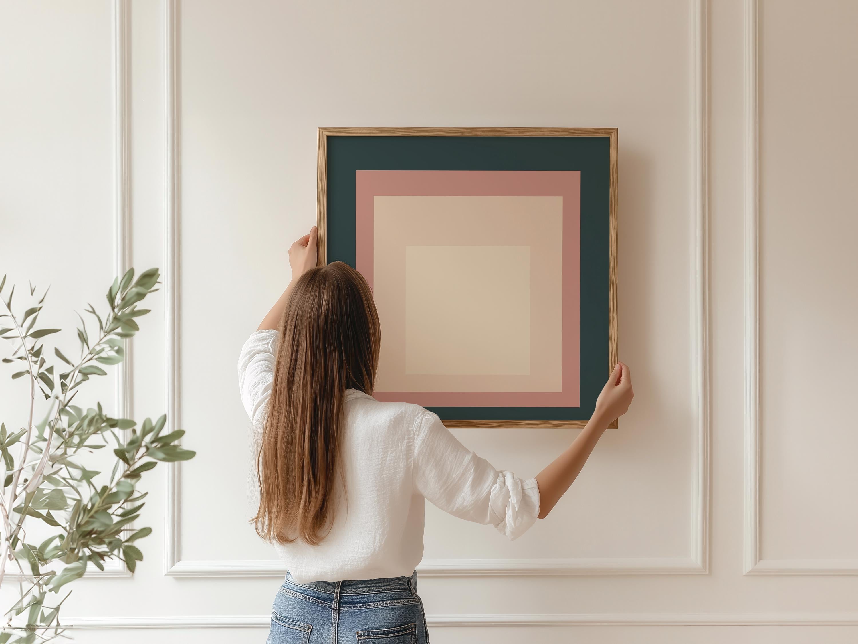 Josef Albers Inspired 'Debonair' Giclée Print: Mid - Century Modern Art, Framed Option (1x1) - 9ArtPrints