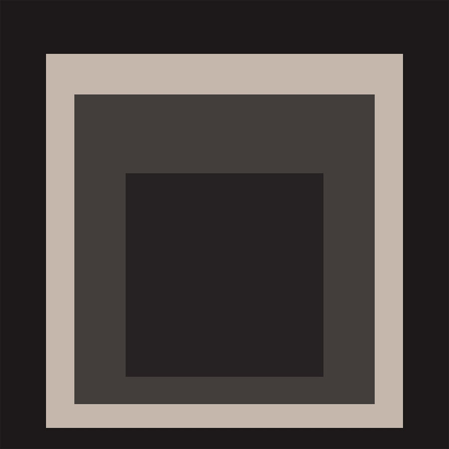 Elegance — Homage to the Square | Mid-Century Modern Art Print shown to scale on a wall above a sofa