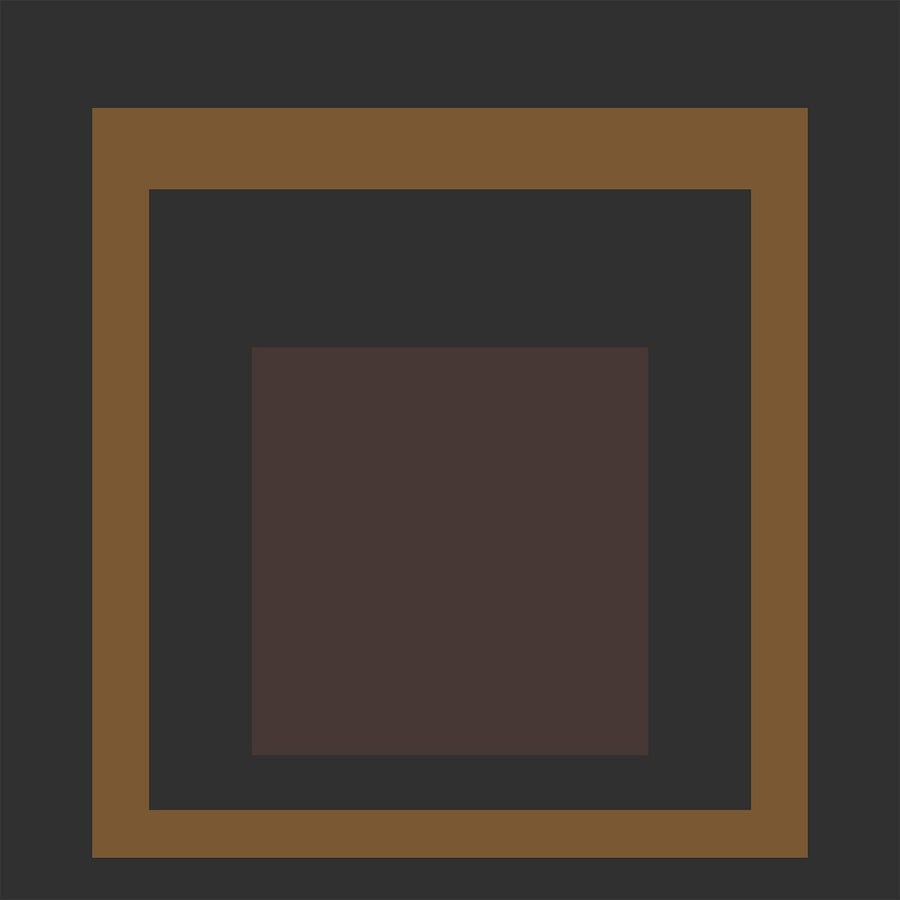 Gravity — Homage to the Square | Mid-Century Modern Art Print shown to scale on a wall above a sofa