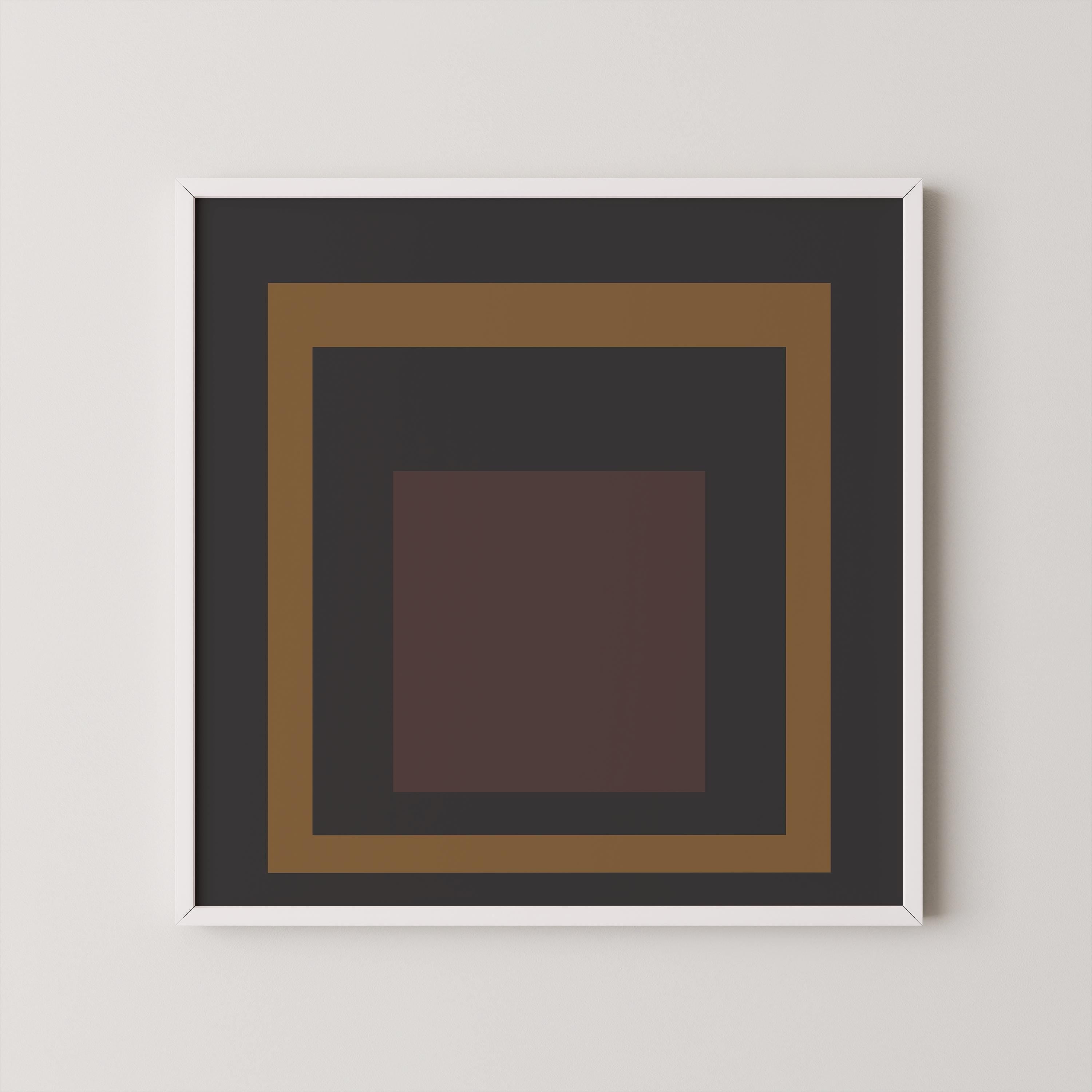 Josef Albers Inspired 'Gravity' Giclée Print: Mid - Century Modern Art, Beige Black Brown (1x1) - 9ArtPrints