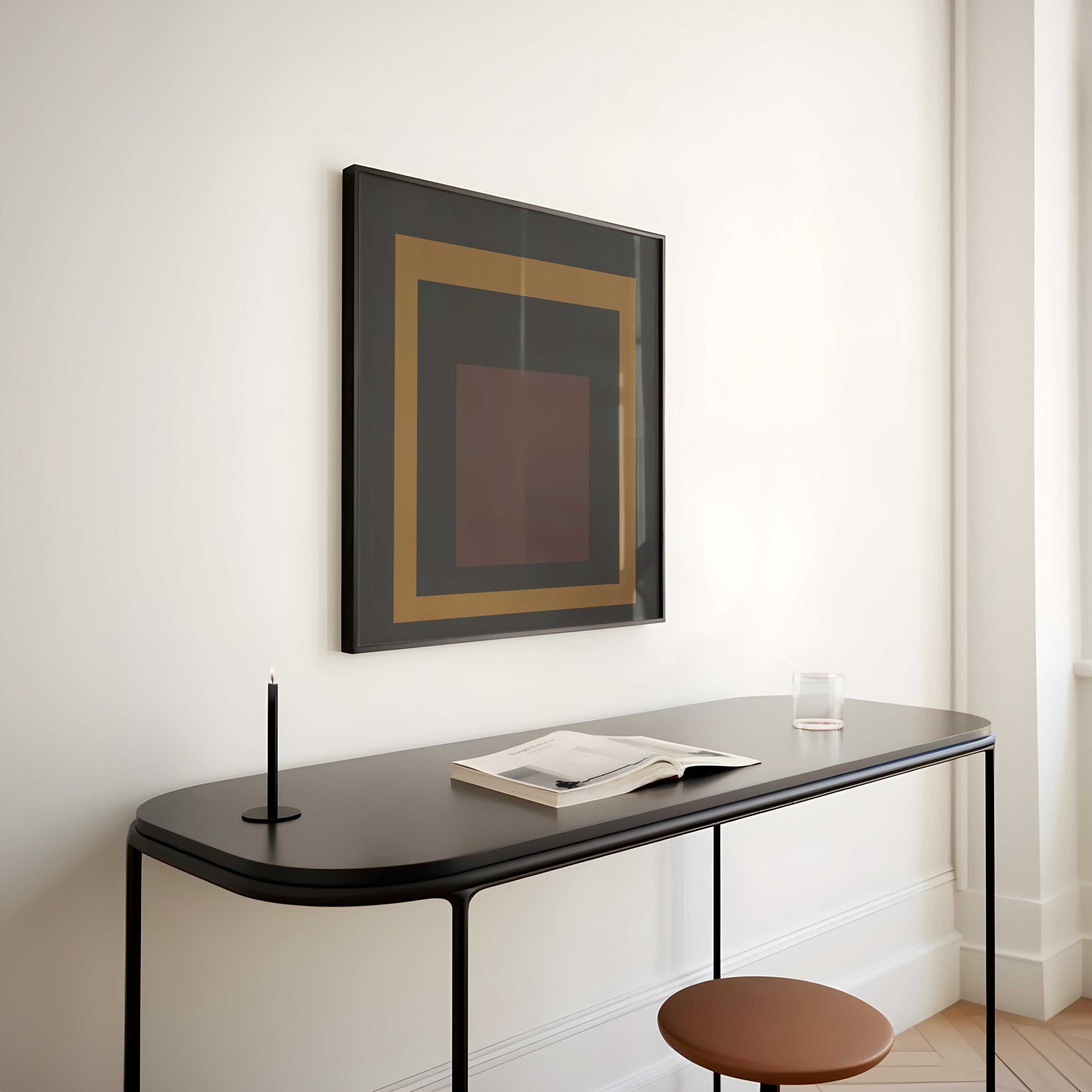 Josef Albers Inspired 'Gravity' Giclée Print: Mid - Century Modern Art, Beige Black Brown (1x1) - 9ArtPrints