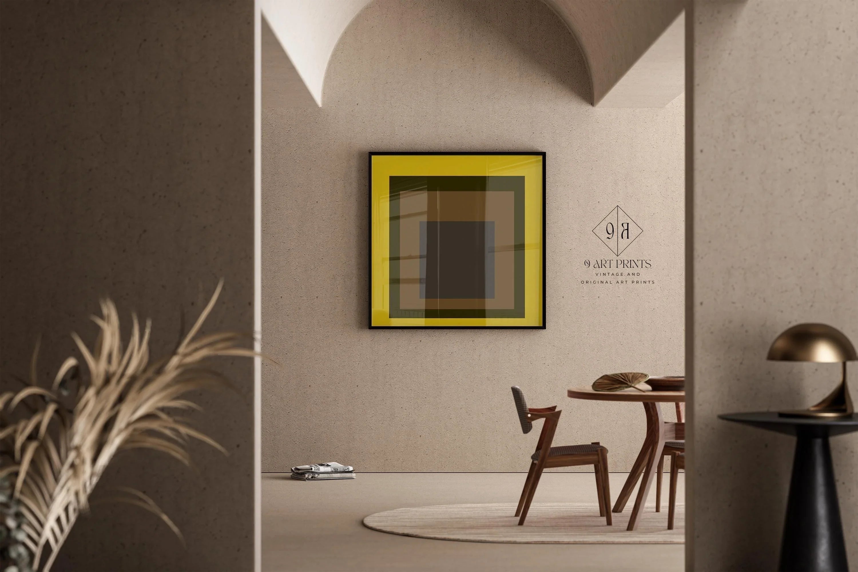 Josef Albers Inspired 'Harvest' Giclee Print: Mid - Century Modern Art, Mustard Yellow - 9ArtPrints