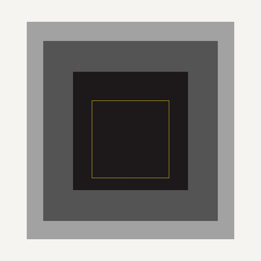 Infinite — Homage to the Square | Mid-Century Modern Art Print shown to scale on a wall above a sofa