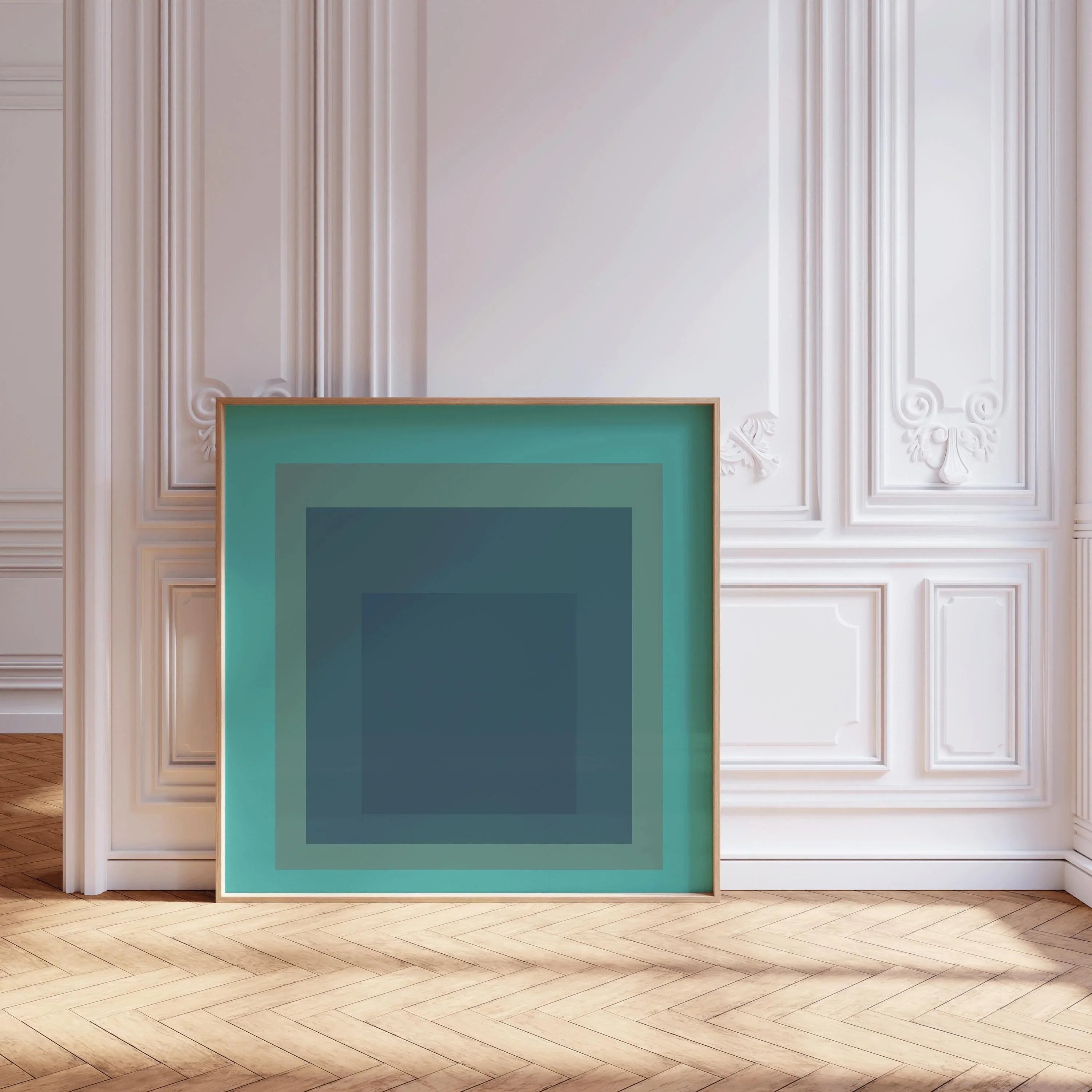 Josef Albers Inspired 'Meadow' Giclee Print: Mid - Century Modern Art, Mint Green - 9ArtPrints