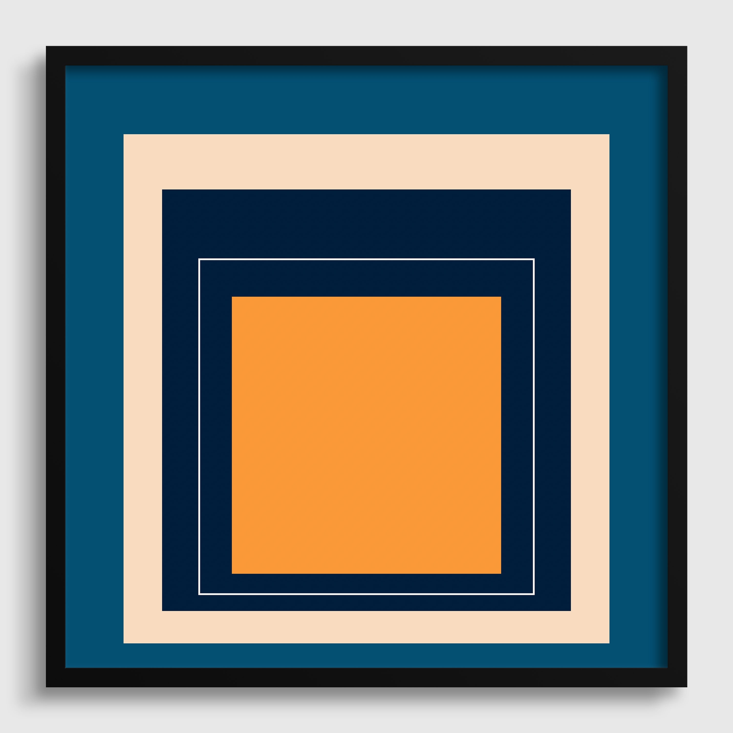 Josef Albers Inspired 'Metro' Giclée Print: Mid - Century Modern Art, Blue & Orange Homage to the Square - 9ArtPrints