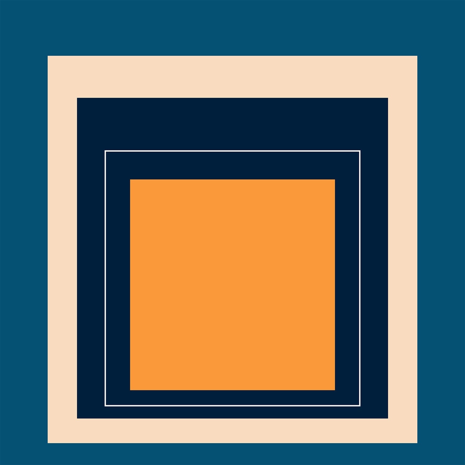 Josef Albers Inspired 'Metro' Giclee Print: Mid - Century Modern Art, Blue & Orange Homage to the Square - 9ArtPrints