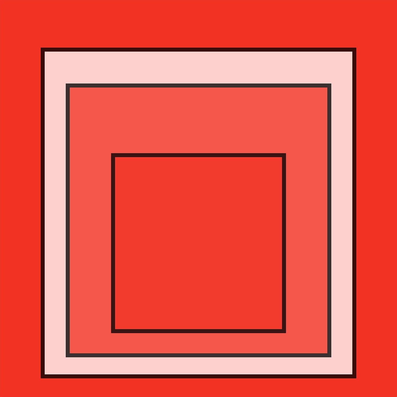 Josef Albers Inspired Metro Homage to the Square Giclee Print: Mid - Century Modern Orange Art (1x1) - 9ArtPrints