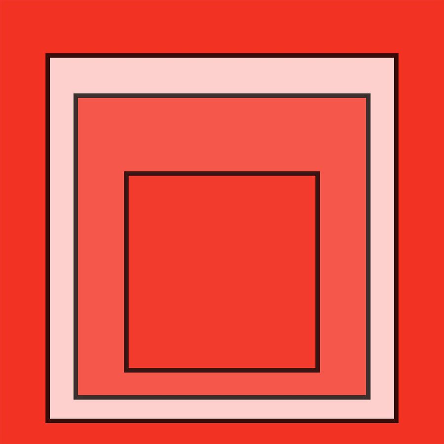 Acme — Homage to the Square | Mid-Century Modern Art Print shown to scale on a wall above a sofa