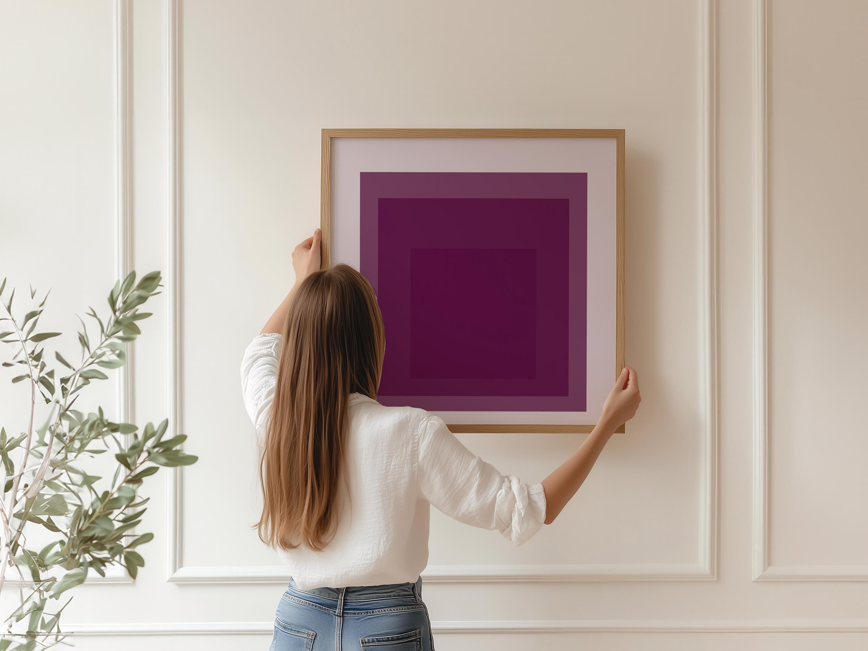 Josef Albers Inspired ‘Plum’ Art Print: Mid - Century Modern Giclée Print (1x1) - 9ArtPrints