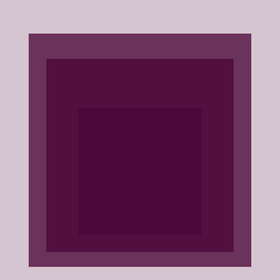 Plum — Homage to the Square | Mid-Century Modern Art Print shown to scale on a wall above a sofa