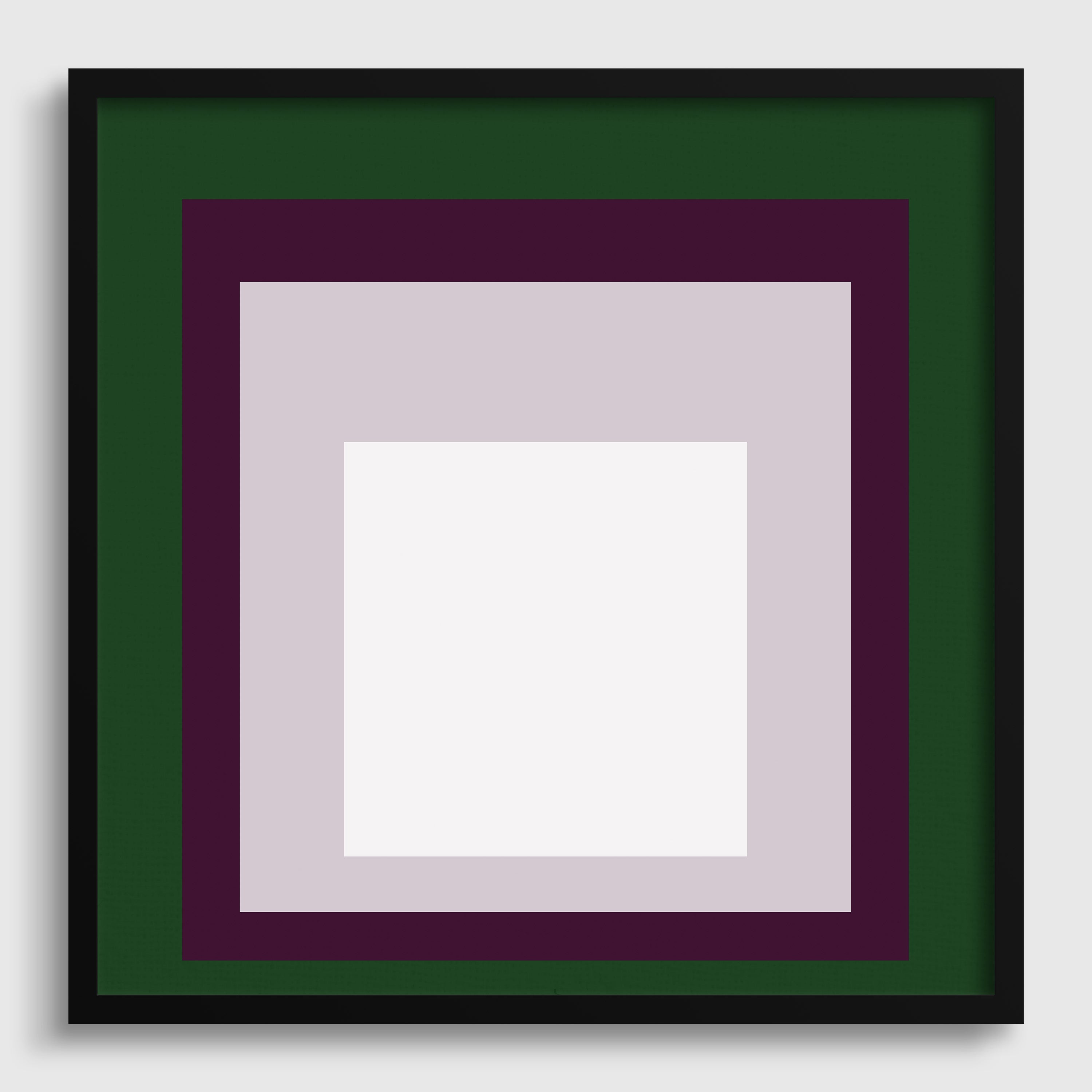 Josef Albers Inspired 'Temple' Giclée Print: Mid - Century Modern Art, Green Purple White - 9ArtPrints