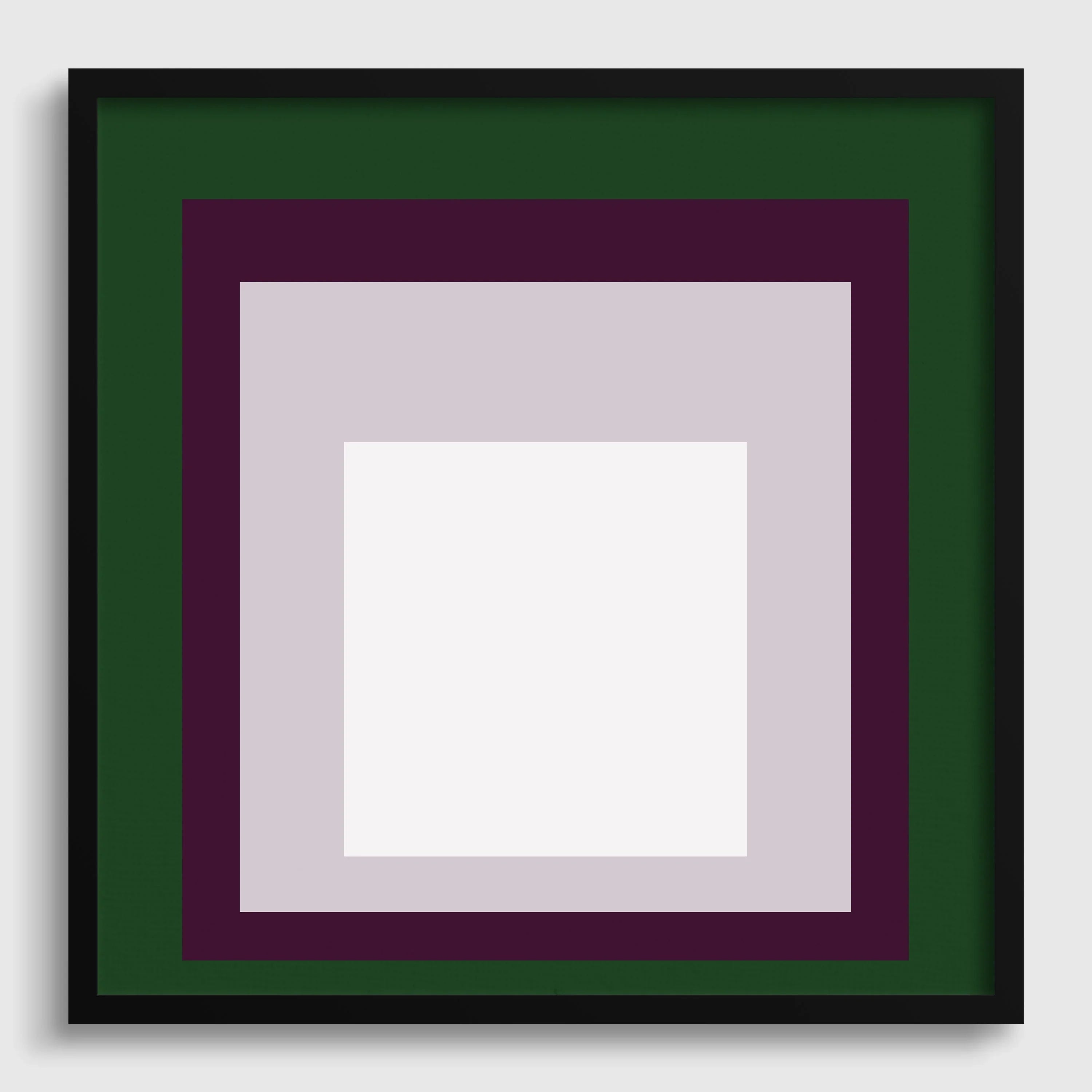 Josef Albers Inspired 'Temple' Giclee Print: Mid - Century Modern Art, Green Purple White - 9ArtPrints