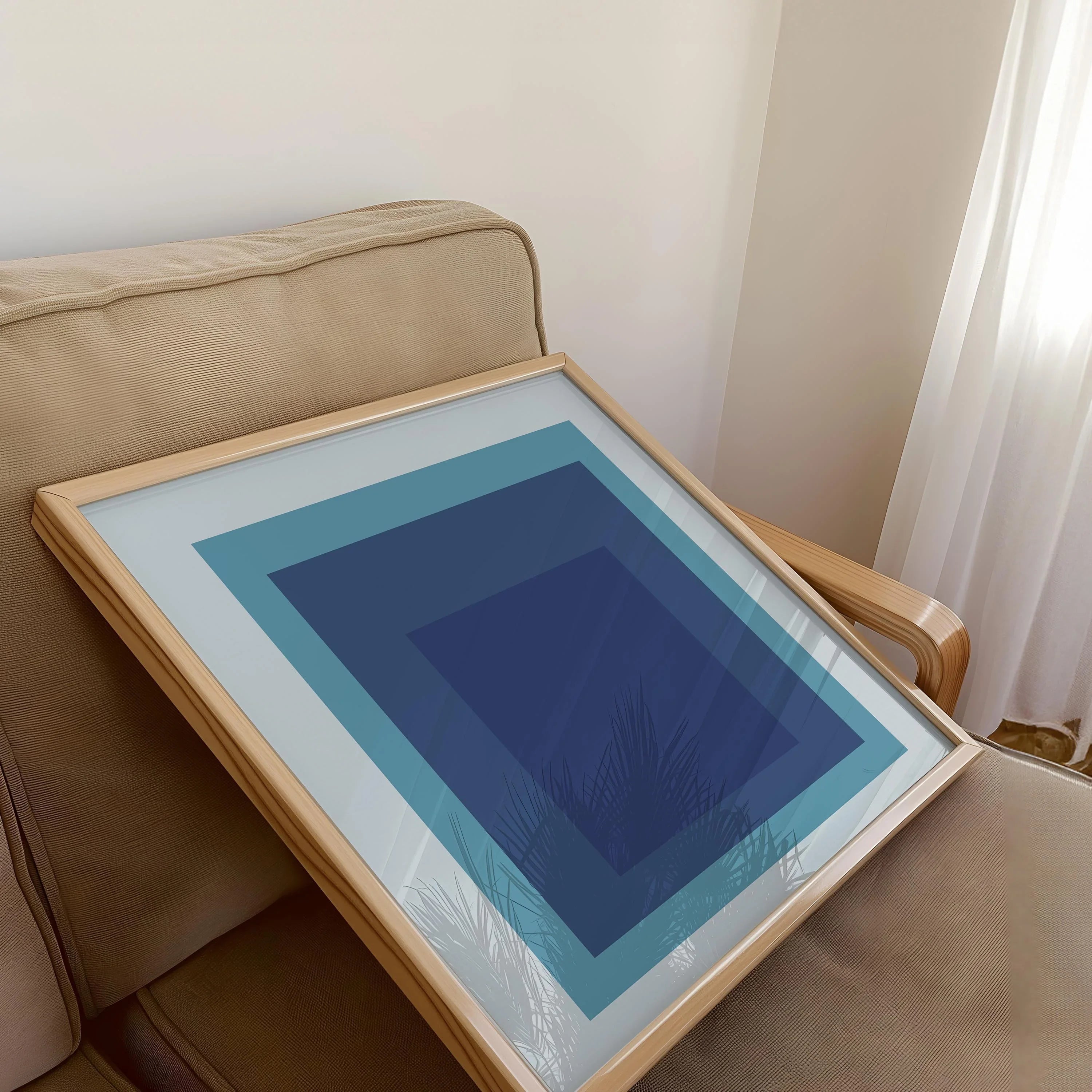 Josef Albers Inspired 'Tide' Giclee Print: Mid - Century Modern Art, Mint Blue - 9ArtPrints