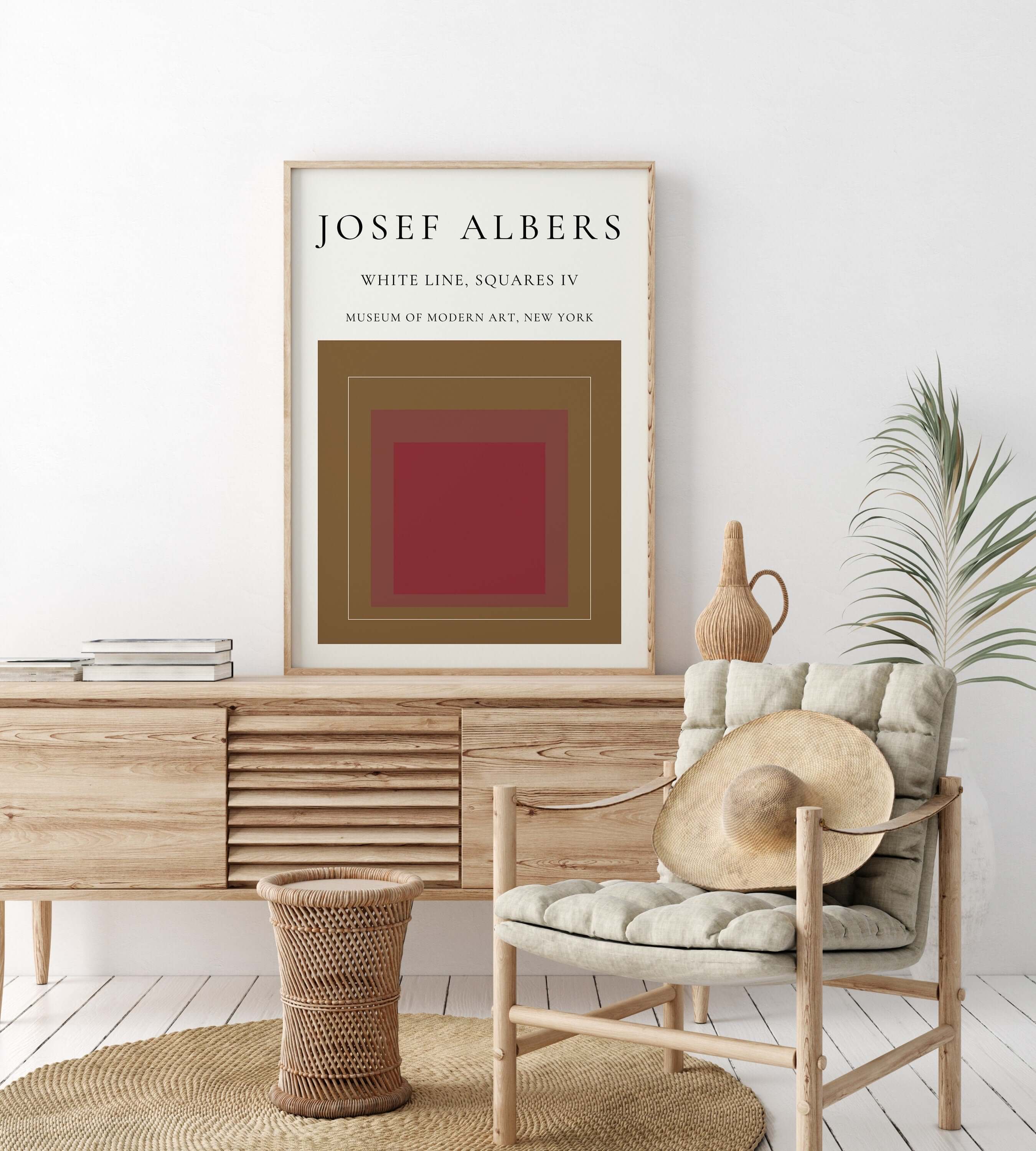 Josef Albers - White Lines Squares IV | Famous Modern Abstract Art (available framed or unframed) - 9ArtPrints