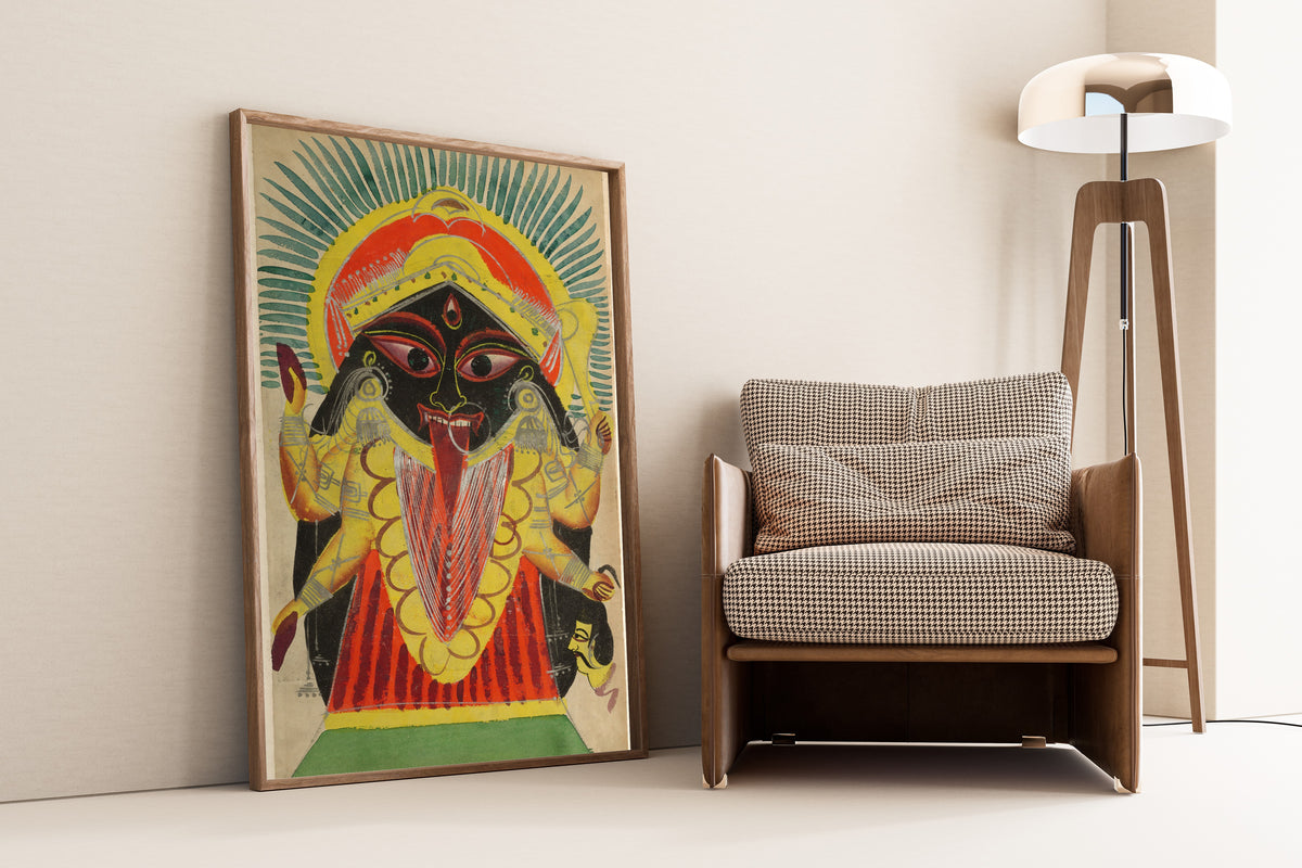 Kalighat painter — The Goddess Kali | Kalighat Painting Print