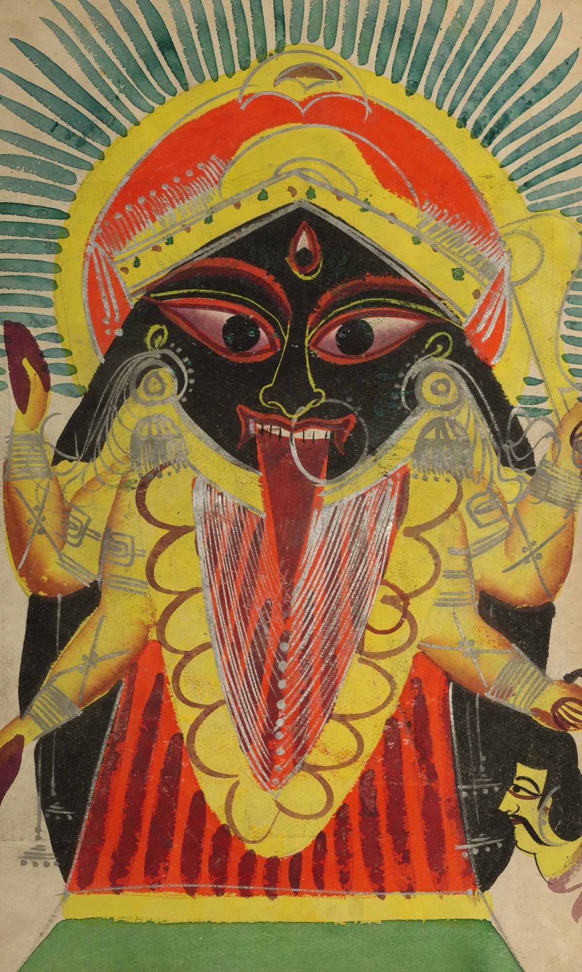 Kalighat painter — The Goddess Kali | Kalighat Painting Print
