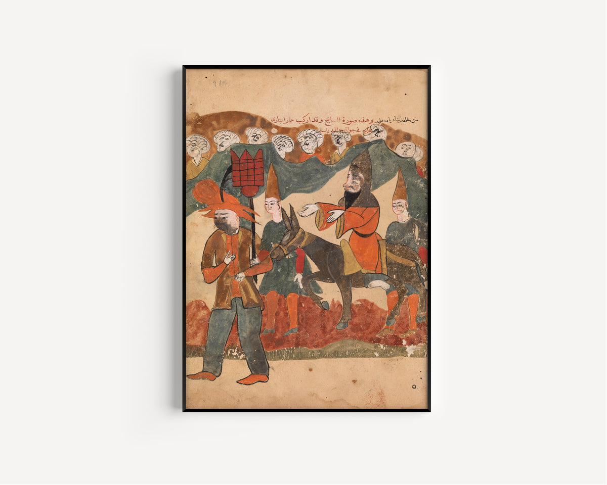 Kalila wa Dimna: The Discredited Ascetic Being Paraded Through the Town on a Donkey | Islamic Manuscript Painting Print