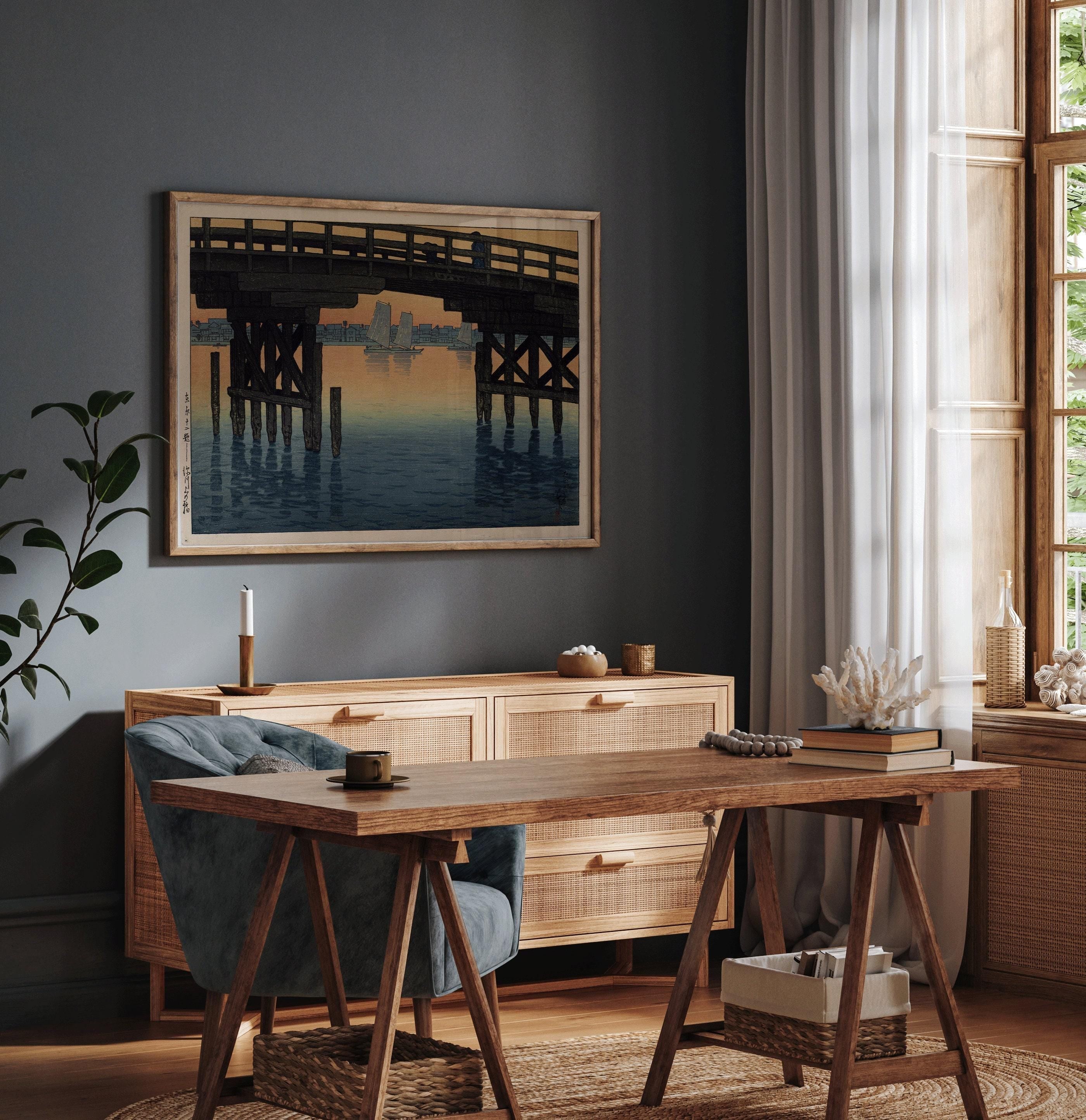 Kamino Bridge Japanese Woodblock Print by Kawase Hasui - 9ArtPrints