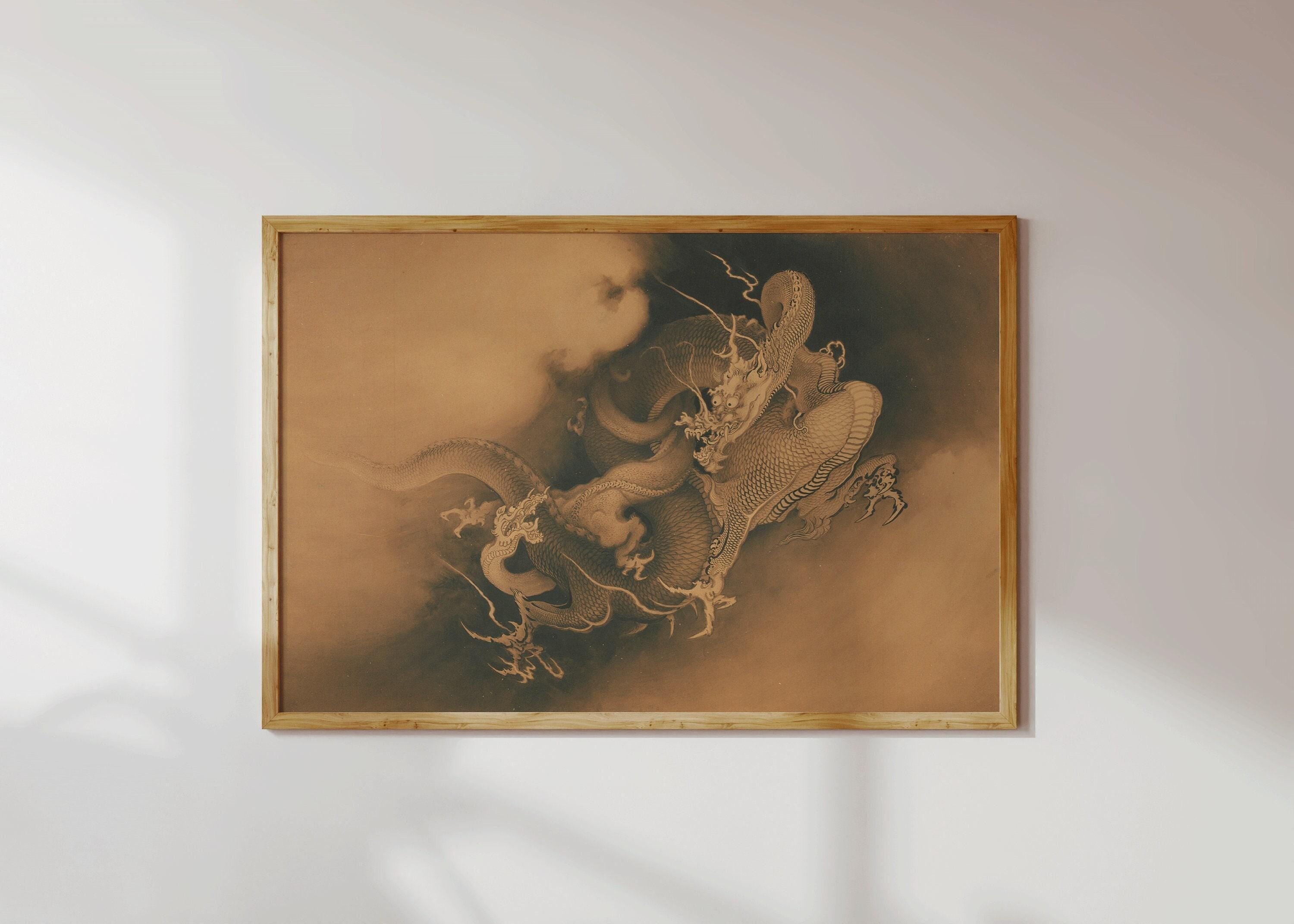 Kanō Hōgai - Two Dragons in Clouds Print | PREMIUM GICLÉE PRINT | Available handframed or unframed - 9ArtPrints