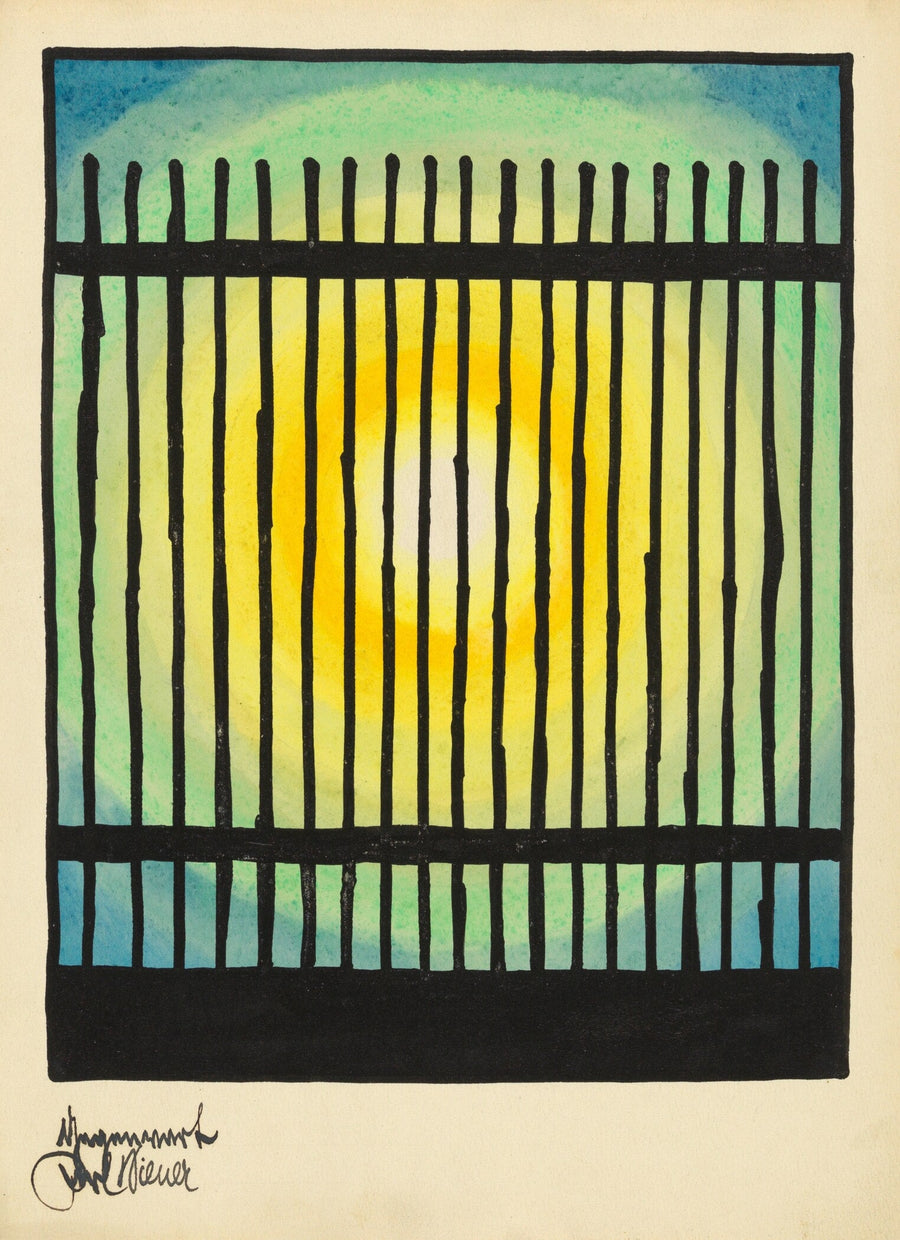 Karl Wiener — Gegenwart (The Present) | Modernist Abstract Print shown to scale on a wall above a sofa