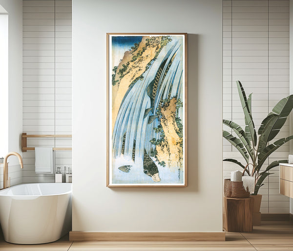 Katsushika Hokusai — Carp in a Waterfall | Japanese Woodblock Print (Ukiyo-e)