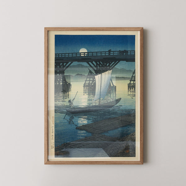 Kawase Hasui — Asahi Bridge Japanese Woodblock Art Print (Framed or Unframed) | Japanese Woodblock Print (Shin Hanga)