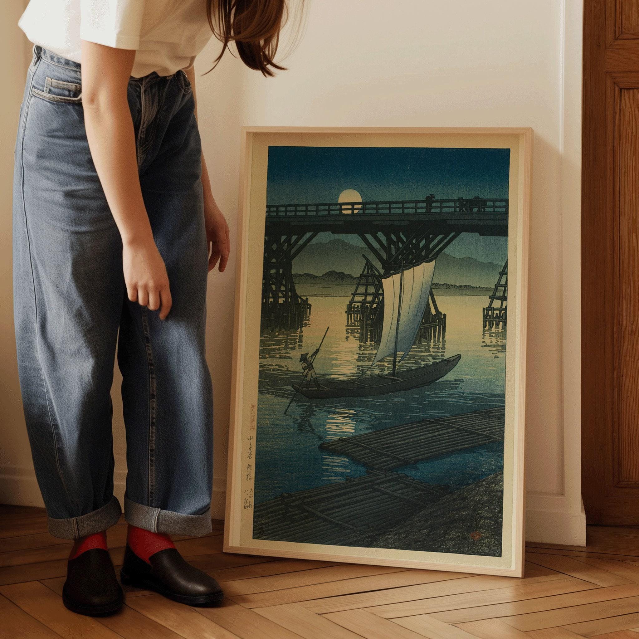 Kawase Hasui - Asahi Bridge Japanese Woodblock Art Print (Framed or Unframed) - 9ArtPrints