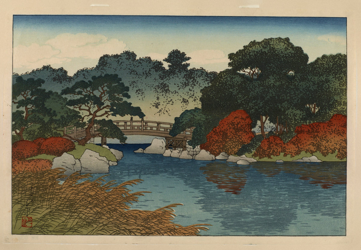 Kawase Hasui — Autumn Garden, Mitsubishi Villa at Fukagawa | Japanese Woodblock Print (Shin Hanga) - 9ArtPrints