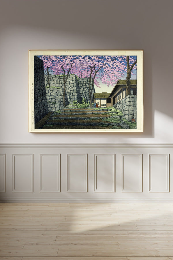 Kawase Hasui — Cherry Blossoms at the Shirakawa Castle Ruins | Japanese Woodblock Print (Shin Hanga)