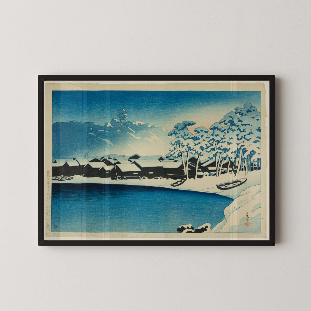 Kawase Hasui — Dawn Snow at the Port of Ogi | Japanese Woodblock Print (Shin Hanga) - 9ArtPrints