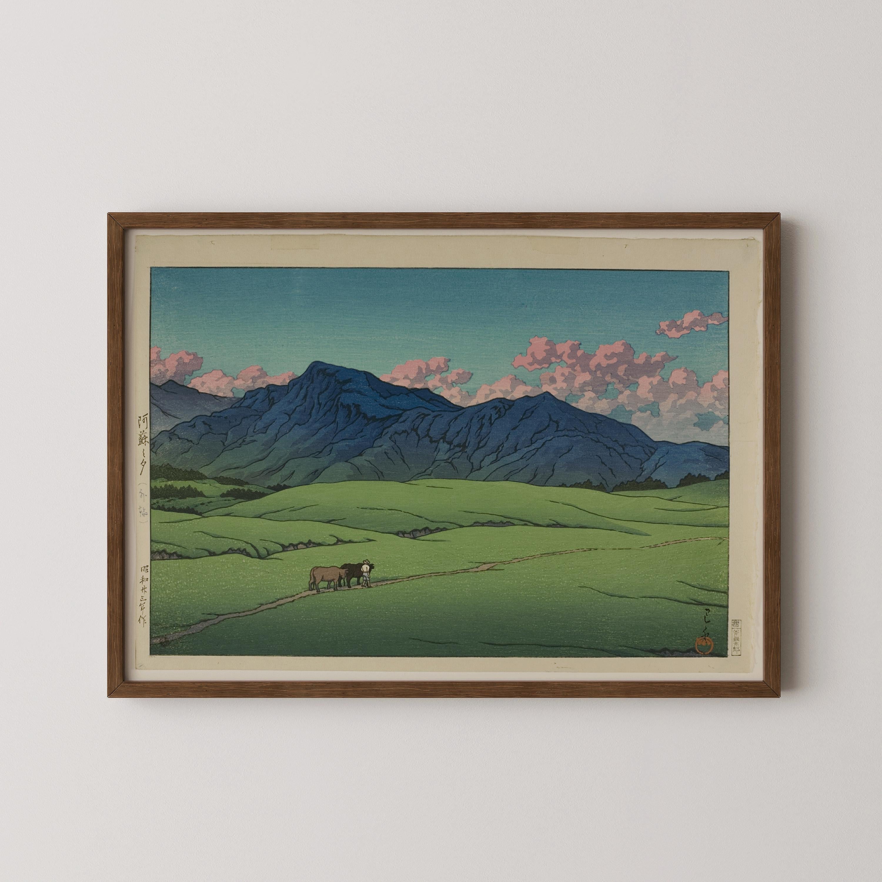 Kawase Hasui - Dusk at Aso Print: Japanese Woodblock Art Giclee - 9ArtPrints