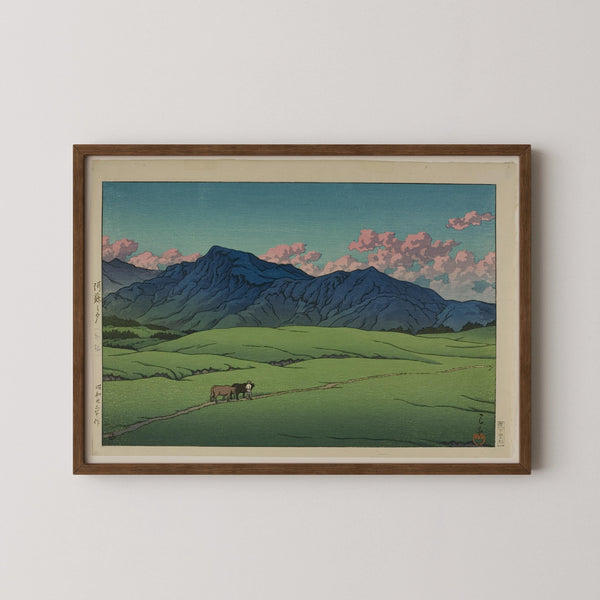 Kawase Hasui — Dusk at Aso Outer Crater Print: Japanese Woodblock Art (Shin Hanga)