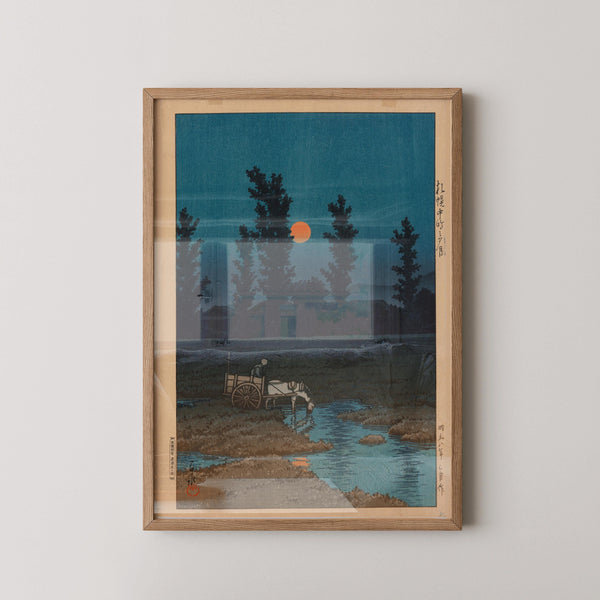 Kawase Hasui — Evening Moon at Kananoshima, Sapporo Giclee Print (Shin Hanga)