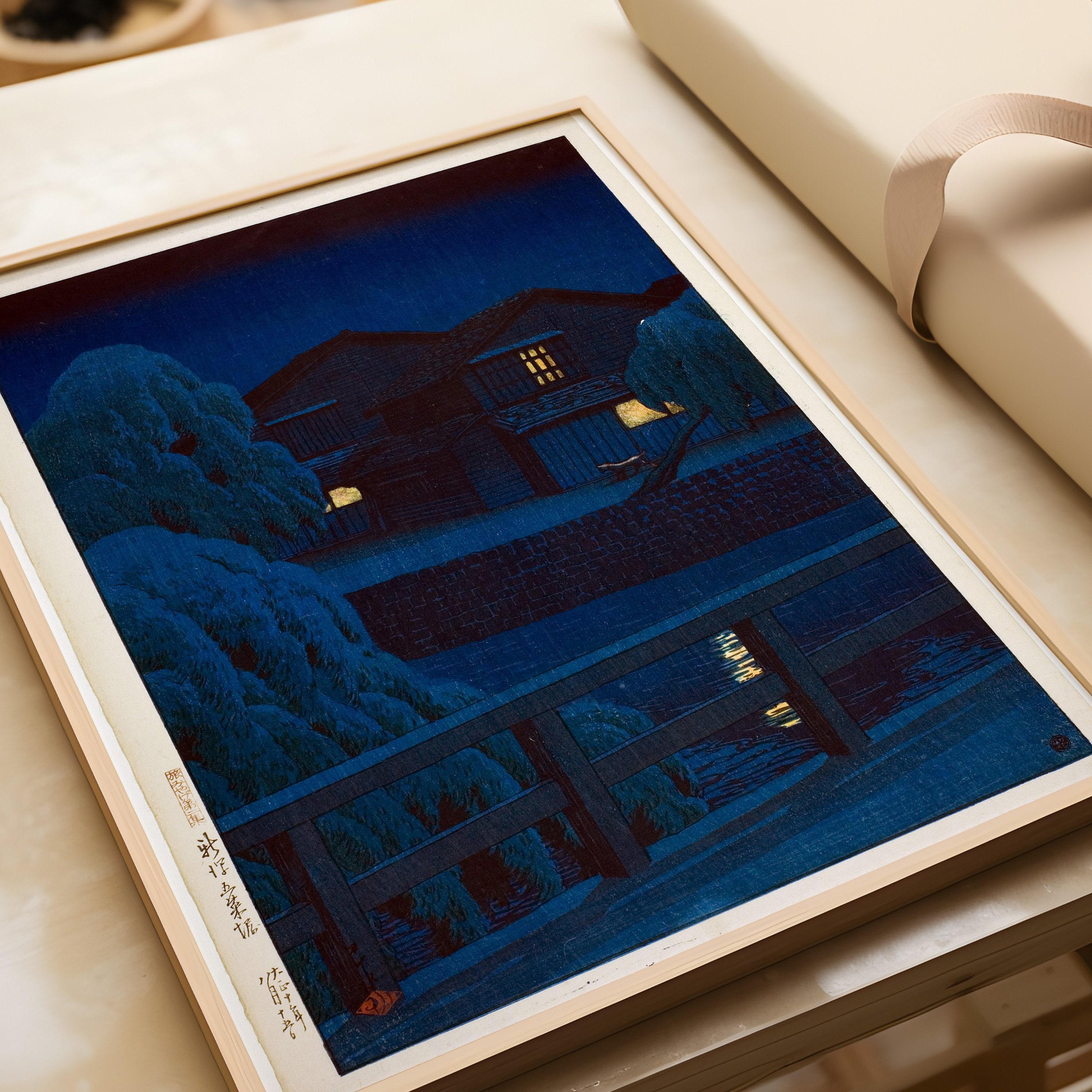 Kawase Hasui - Gosai Canal in Niigata | PREMIUM GICLÉE PRINT | Vintage Japanese Woodcut Art in Dark Blue (available handframed or unframed) - 9ArtPrints