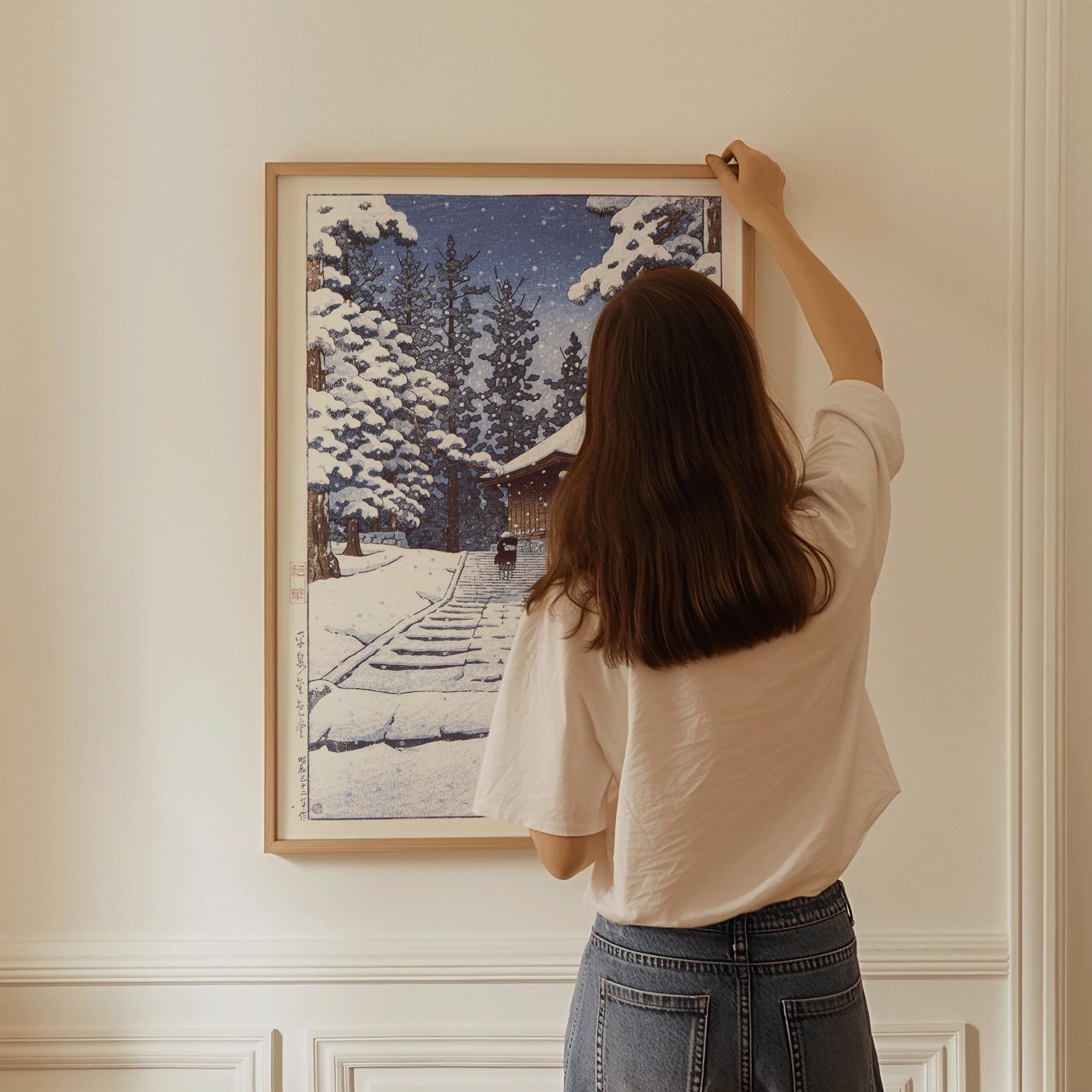 Kawase Hasui - Hiransen Konziki Do | PREMIUM GICLÉE PRINT | Vintage Japanese Snow Scene Woodblock Ukiyo - e Art (available handframed) - 9ArtPrints