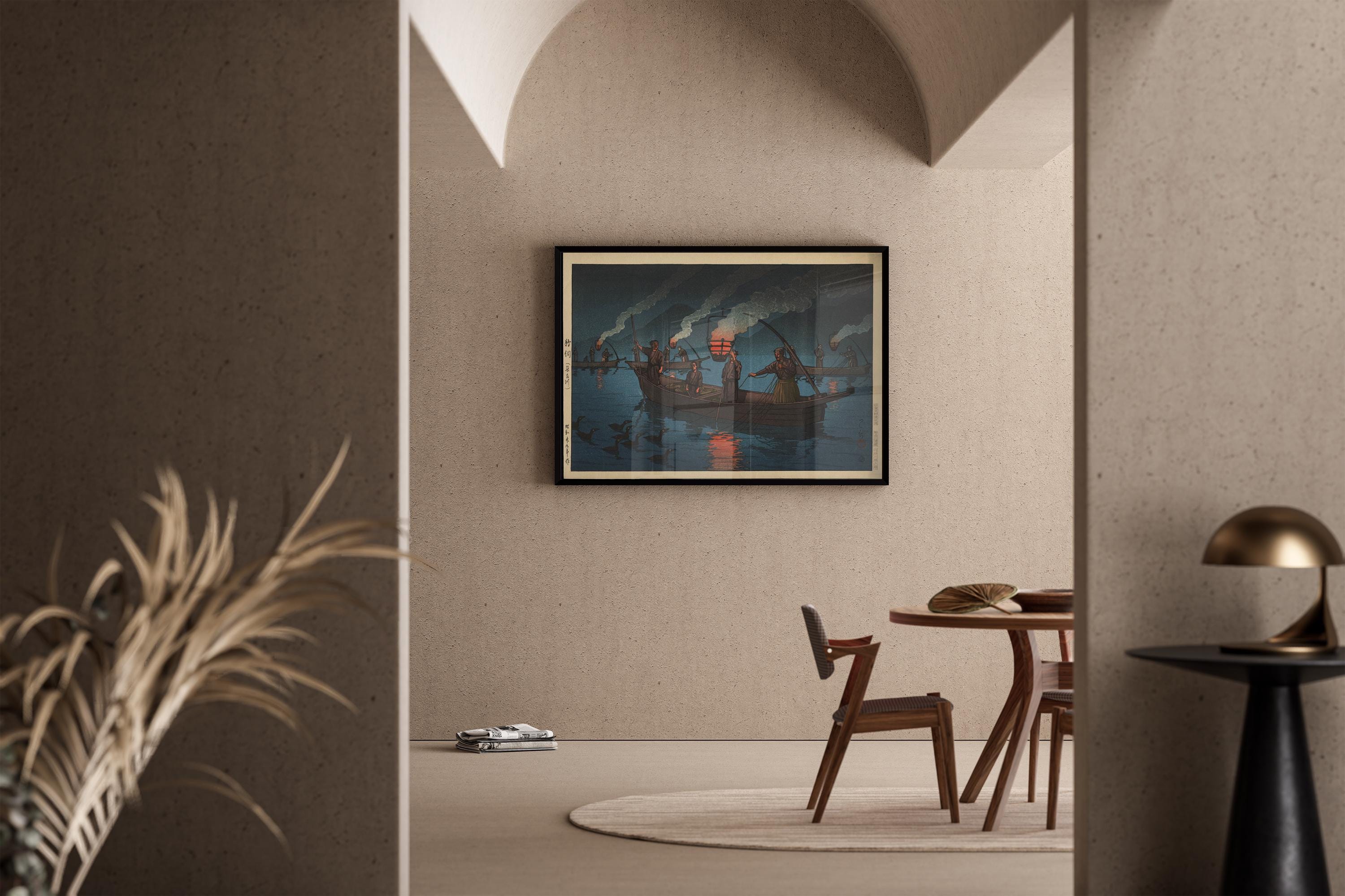 Kawase Hasui Japanese Art Print: Cormorant Fishing Giclée, Studio Ghibli Style - 9ArtPrints