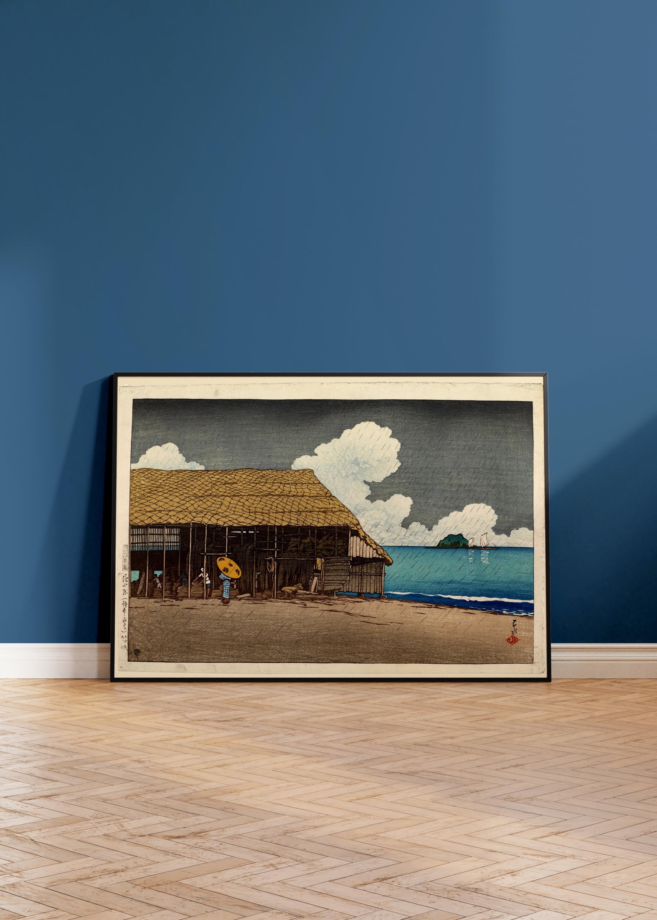 Kawase Hasui Japanese Art Print: Seaside Cottage at Himi, Etchu Giclée, Studio Ghibli Style - 9ArtPrints