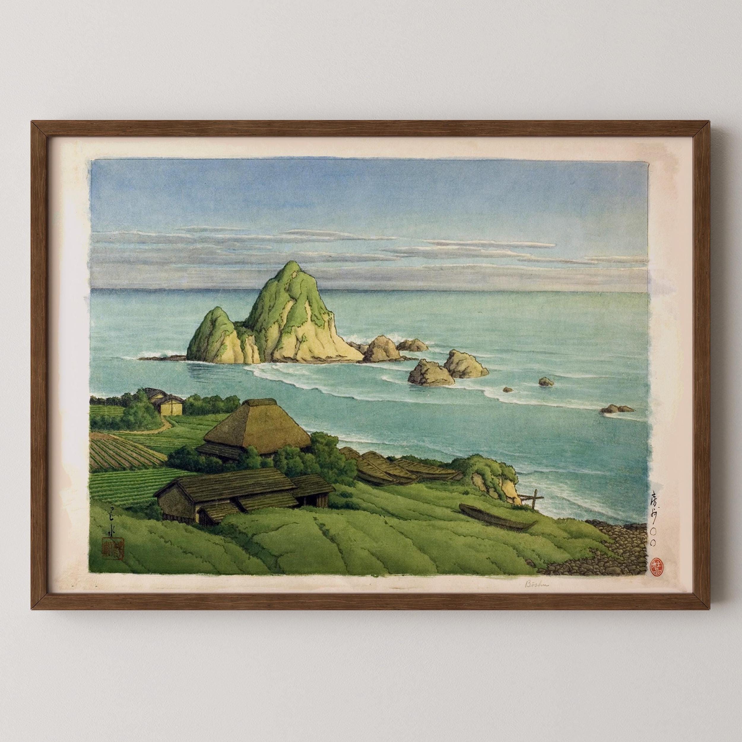 Kawase Hasui Japanese Art Print: Suzukawa Coast Giclée, Studio Ghibli Style - 9ArtPrints