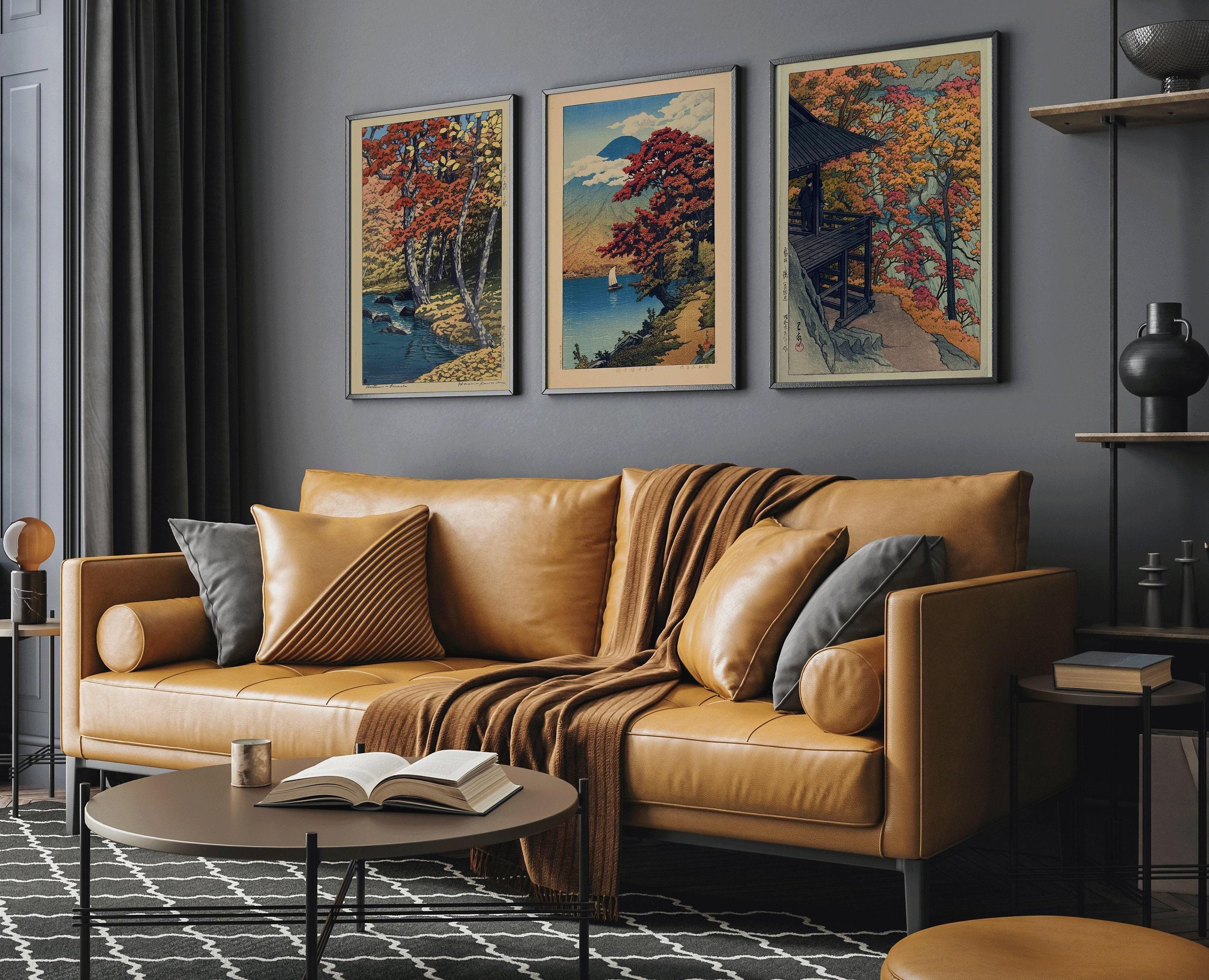 Kawase Hasui Japanese Autumn Landscape Print Set: Lake Chuzenji & Furukoda Falls - 9ArtPrints